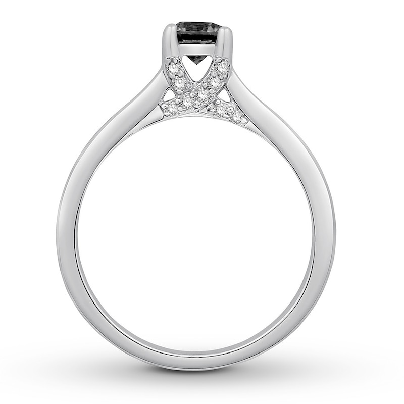 Main Image 2 of Black & White Diamond Engagement Ring 1/2 ct tw 10K White Gold