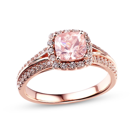 Morganite Engagement Ring 3 8 Ct Tw Diamonds 14k Rose Gold 