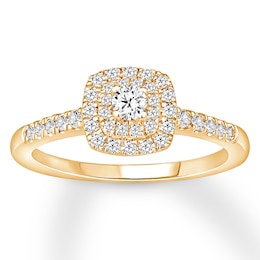 Diamond Engagement Ring 3/8 carat tw Round-cut 10K Yellow Gold