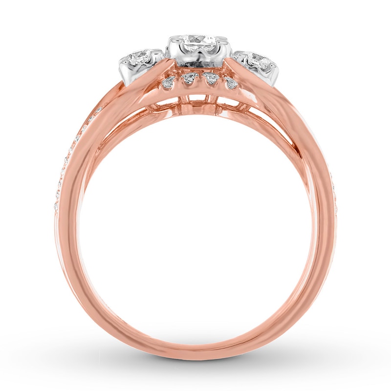 Three-Stone Diamond Ring 1/2 ct tw Round-cut 14K Rose Gold | Kay