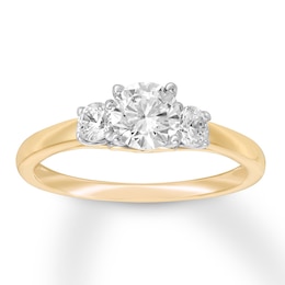 Memories Moments Magic Three-Stone Diamond Ring 1-1/3 ct tw Round-cut 14K Yellow Gold