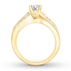 Thumbnail Image 1 of Diamond Engagement Ring 5/8 cttw Round & Baguette 14K Yellow Gold