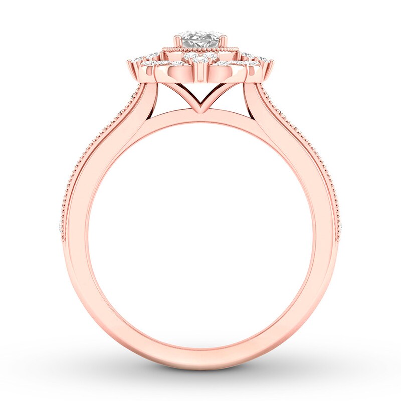 Diamond Ring attached to bracelet  57 round diamonds in 18K Rose gold -  Olivacom