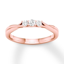 Memories Moments Magic Three-Stone Diamond Ring 1/5 ct tw Round-cut 14K Rose Gold