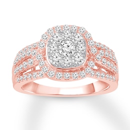 Diamond Engagement Ring 1 ct tw Round-cut 10K Rose Gold