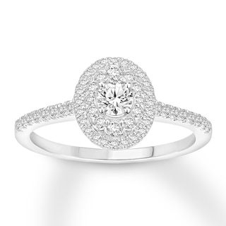 14K White Gold Round Halo Engagement Ring 50584-E-2-14KW, Priddy Jewelers