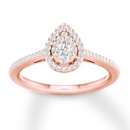 Diamond Engagement Ring 1/4 ct tw Round-cut 10K Rose Gold