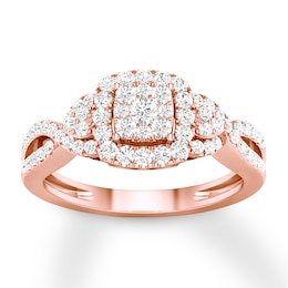 Now + Forever Diamond Engagement Ring 1/2 ct tw Round-cut 10K Rose Gold