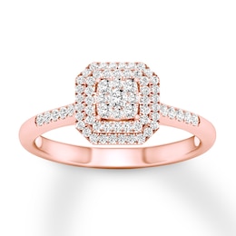 Now + Forever Diamond Engagement Ring 1/4 ct tw Round-cut 10K Rose Gold