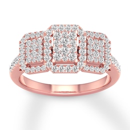 Memories Moments Magic Diamond Engagement Ring 1/2 ct tw Round-cut 10K Rose Gold