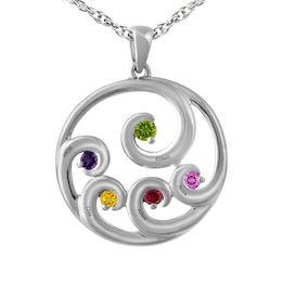 Birthstone Family & Mother's Circle Necklace (2-5 Stones and Lines)