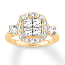 Multi-Stone Princess-cut Diamond Engagement Ring 1-5/8 ct tw 14K Two-Tone Gold