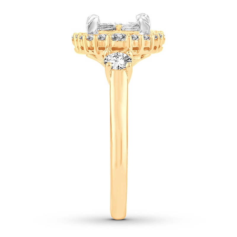 Multi-Stone Princess-cut Diamond Engagement Ring 1-5/8 ct tw 14K Two-Tone Gold