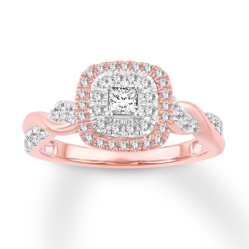 Diamond Engagement Ring 1/2 ct tw Princess & Round-cut 10K Gold