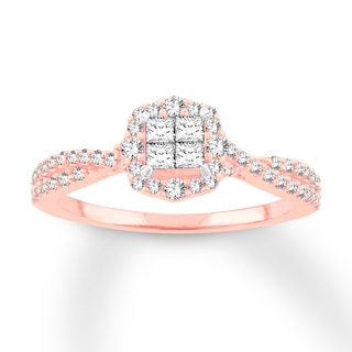 1/2ct Diamond Affordable Engagement/Promise Ring 14K Rose Gold 802865