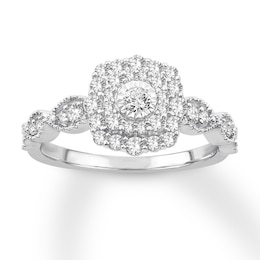 Now + Forever Diamond Engagement Ring 1/2 ct tw Round-cut 10K White Gold