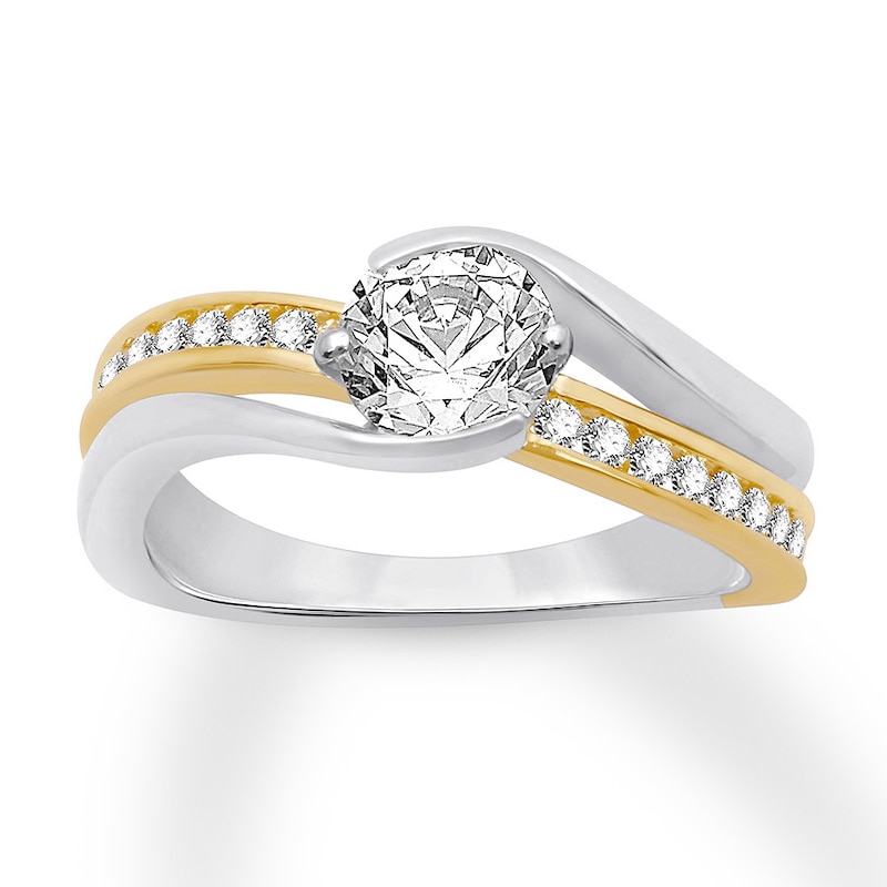 Main Image 1 of Diamond Engagement Ring 1-1/5 ct tw Round-cut 14K Two-Tone Gold