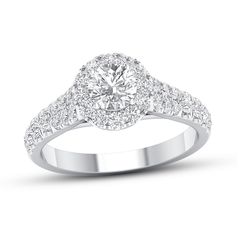 Main Image 1 of Certified Diamond Engagement Ring 1-1/5 ct tw 14K White Gold