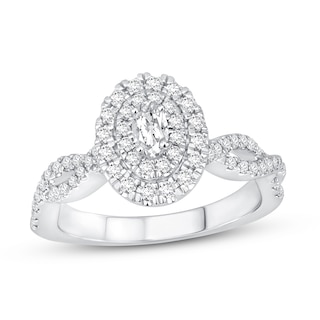 18K White Gold Round Halo Engagement Ring 83493-11-18KW