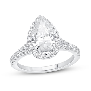 Diamond Engagement Ring 1 ct tw Pear & Round 14K White Gold