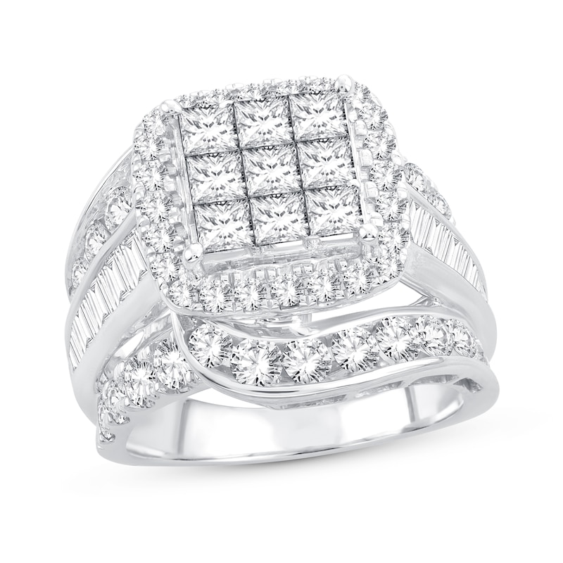 Main Image 1 of Diamond Engagement Ring 4 ct tw Princess, Round & Baguette-cut 10K White Gold