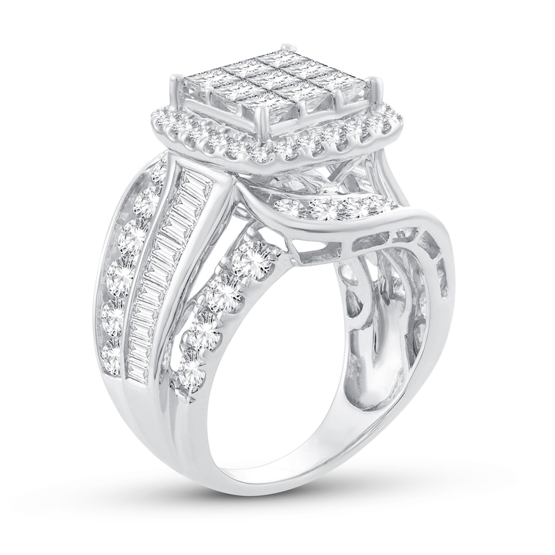 Main Image 2 of Diamond Engagement Ring 4 ct tw Princess, Round & Baguette-cut 10K White Gold