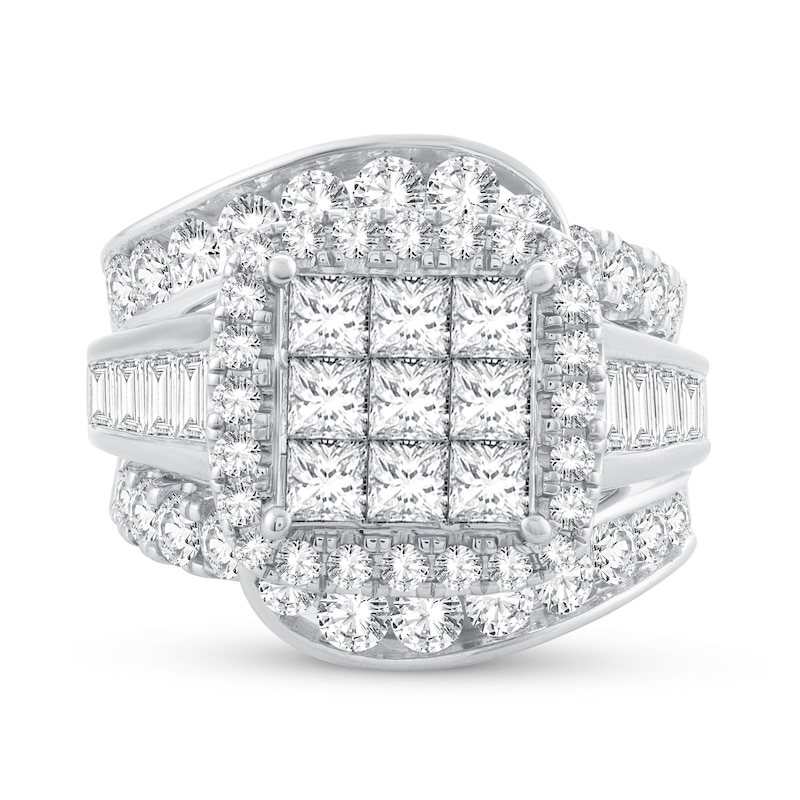 Main Image 3 of Diamond Engagement Ring 4 ct tw Princess, Round & Baguette-cut 10K White Gold