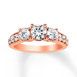 Now + Forever 3-Stone Diamond Ring 1/2 ct tw Round-cut 14K Rose Gold