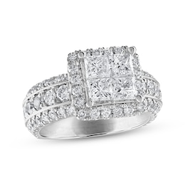 Multi-Diamond Engagement Ring 3 ct tw Princess & Round 14K White Gold