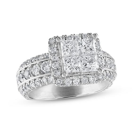 Multi-Diamond Engagement Ring 3 ct tw Princess/Round 14K White Gold | Kay