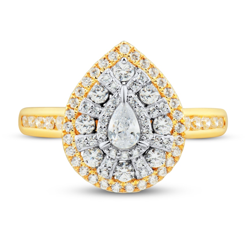 Main Image 2 of Now + Forever Diamond Engagement Ring 3/4 ct tw Pear & Round 14K Two-Tone Gold