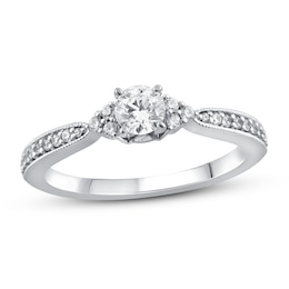 Now + Forever Diamond Engagement Ring 1/2 ct tw Round-cut 14K White Gold