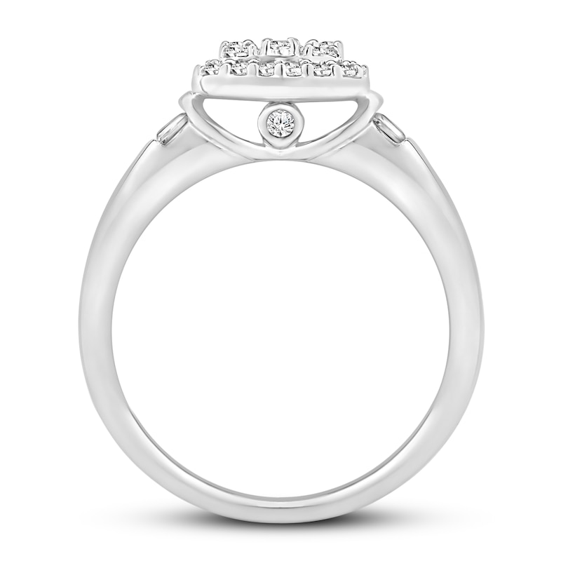 Main Image 2 of Now + Forever Diamond Engagement Ring 1/2 ct tw Round & Baguette 10K White Gold