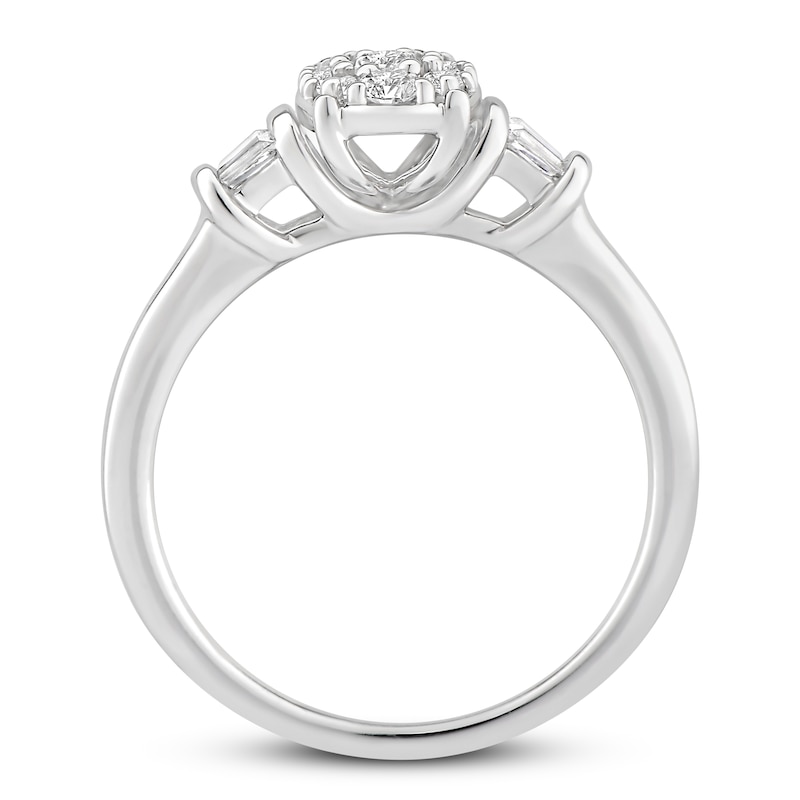 Main Image 2 of Diamond Engagement Ring 3/8 ct tw Round & Baguette 10K White Gold