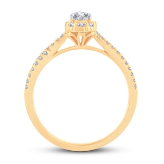 Diamond Engagement Ring 1/2 ct tw Pear & Round 14K Yellow Gold | Kay