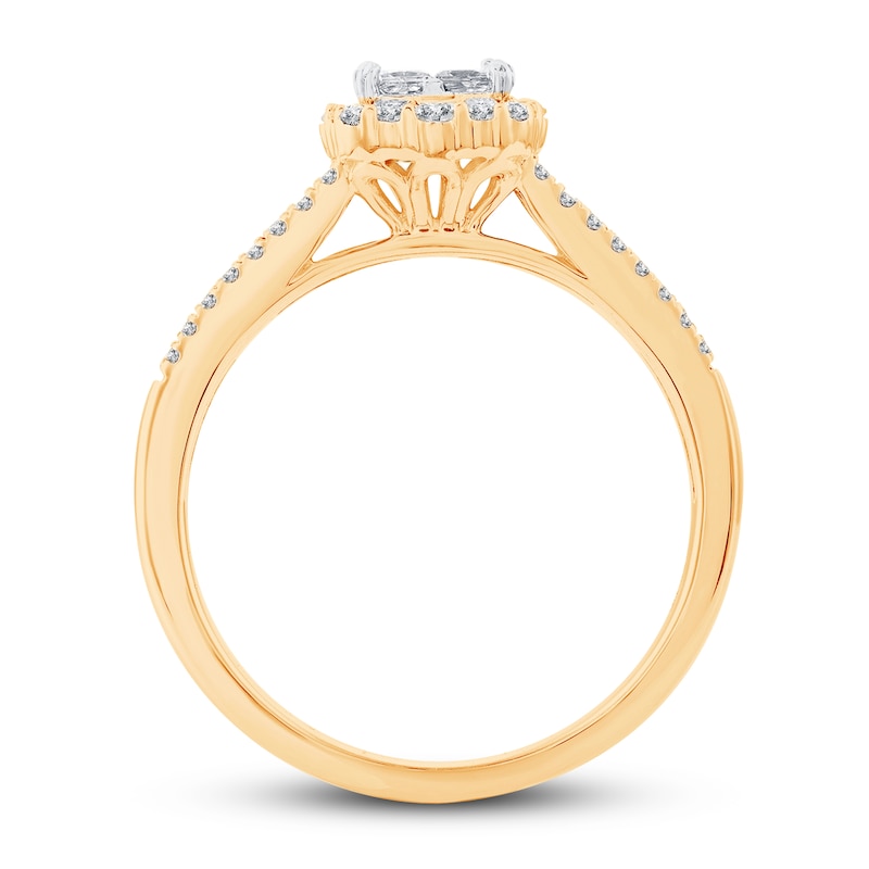 Diamond Engagement Ring 5/8 ct tw Princess & Round 14K Yellow Gold