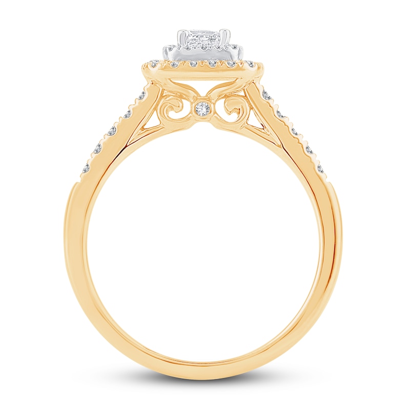 Main Image 3 of Diamond Engagement Ring 1/2 ct tw Princess & Round 14K Yellow Gold