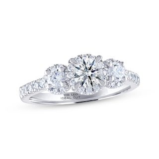 THE LEO Ideal Cut Diamond Three-Stone Engagement Ring 1 ct tw 14K White ...