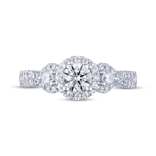 THE LEO Ideal Cut Diamond Three-Stone Engagement Ring 1 ct tw 14K White ...