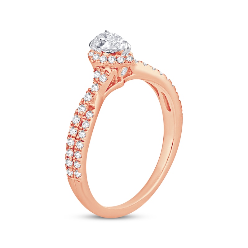 Main Image 2 of Diamond Engagement Ring 3/4 ct tw Pear & Round 14K Rose Gold