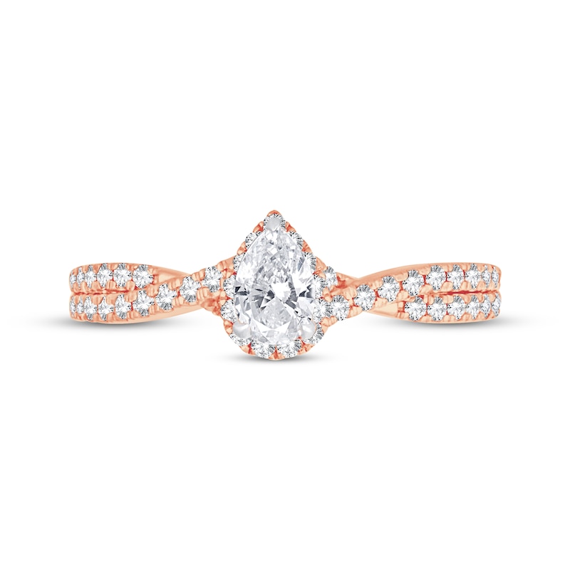 Main Image 3 of Diamond Engagement Ring 3/4 ct tw Pear & Round 14K Rose Gold