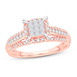 Multi-Diamond Engagement Ring 1/2 ct tw Princess & Round 10K Rose Gold