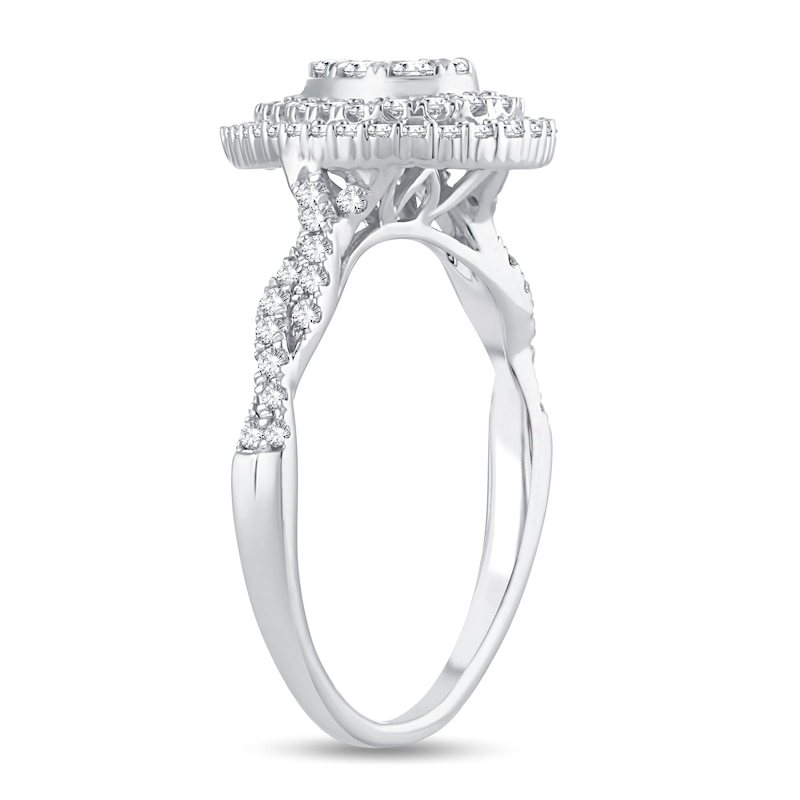 Main Image 2 of Multi-Diamond Engagement Ring 1/2 ct tw Round-cut 10K White Gold