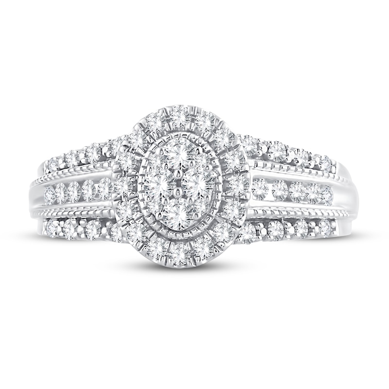 Multi-Stone Diamond Engagement Ring 1/2 ct tw Round-cut 10K White Gold