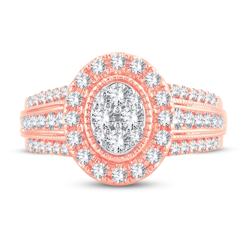 Multi-Stone Diamond Engagement Ring 1 ct tw Round-cut 10K Rose Gold
