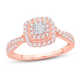 Now + Forever Diamond Engagement Ring 1/2 ct tw Round-cut 10K Rose Gold