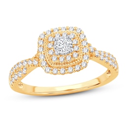 Diamond Engagement Ring 1/2 ct tw Round-cut 10K Yellow Gold