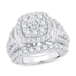 Now + Forever Diamond Engagement Ring 3 ct tw Round & Baguette 14K White Gold