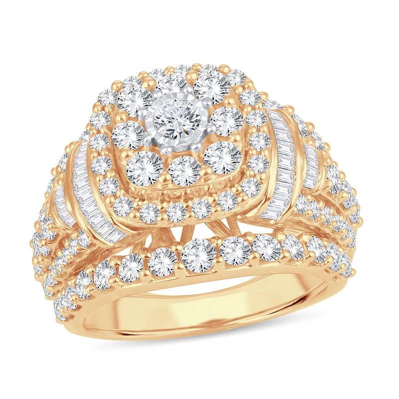 Main Image 1 of Diamond Engagement Ring 3 ct tw Round & Baguette 14K Yellow Gold