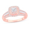 Thumbnail Image 1 of Diamond Engagement Ring 1/2 ct tw Round & Baguette 10K Rose Gold